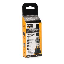 Koma Tools Cianocrilato 3g, Adhesivo de Unión Rápida para Metal, Plástico, Vidrio, Madera y Más