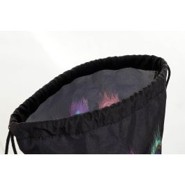 DKD Home Decor Mochila Glam Impermeable Colección Peacock Multicolor Negro Nylon Poliester 36x28x1 cm (12 Unidades)