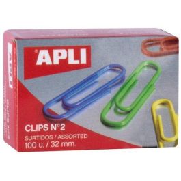 Apli Clips Colores Nº 2 - 32 mm Caja 100 Ud Surtidos Amarillo, Azul, Blanco, Negro, Rojo, Verde Precio: 0.49999983. SKU: BIX11723