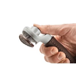 Hunter Cepillo para Cardar Autolimpiable Talla M para Perros, Elimina Pelo Muerto y Subpelo