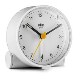 Braun BC-01-W Reloj Despertador Clásico Analógico Blanco con Movimiento Continuo Silencioso y Alarma Creciente