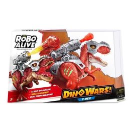 Dinosaurio interactivo - ZURU - ROBO ALIVE Dino Wars T-Rex - Camina y ruge - Armadura defensiva - Lanzamisiles