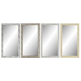 DKD Home Decor Espejo de Pared Tropical Hojas Natural Gris, de Cristal y Ps, 66x36x2 cm, Colección Hojas Espejo (8 Unidades)