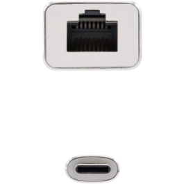 Nanocable 10.03.0402 Adaptador USB-C a Ethernet Gigabit 10/100/1000 Mbps RJ45 Aluminio 15 cm