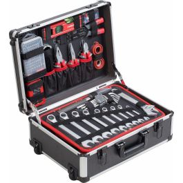 Meister Carro de herramientas compacto de 230 piezas con estuche, mango telescópico y trinquetes con mango en ángulo Meister Carro de herramientas compacto de 230 piezas con estuche, mango telescópico y trinquetes con mango en ángulo
