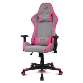 Drift Silla Gaming DR90 PRO, Silla de Escritorio, Reposabrazos 2D, Cojines Lumbar y Cervical, Regulable en Altura, Reclinable, Gris/Rosa