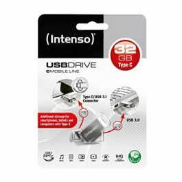 Intenso 3536480 Lápiz USB 3.0 + TypeC 32GB, Lectura/Escritura 70MB/s, Metal