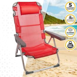 Silla Plegable con Reposacabezas Aktive Menorca Rojo 48 x 90 x 60 cm (2 Unidades) Silla Plegable con Reposacabezas Aktive Menorca Rojo 48 x 90 x 60 cm (2 Unidades)