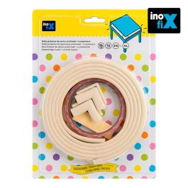 Inofix Rollo protector cantos 2m + 4 esquineras blanco 5004-2-001 (blister) - Caucho de espuma flexible, adhesivo