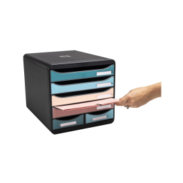 Exacompta Fichero Cajones Sobremesa Skandi DIN A4+ Polipropileno Reciclado 6 Cajones Colores Surtidos