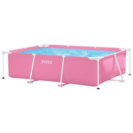 Piscina desmontable rectangular iscina small frame familiar rosa (capacidad 1662 litros) 220x150x60 cm.