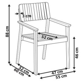 DKD Home Decor Silla de Terraza y Jardín de Teca Apilable, Marrón, 2 Unidades - 60 x 88 x 55 cm