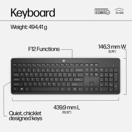 HP 230 Combo Teclado y Ratón Inalámbrico Cómodo, Silencioso y Productivo con Teclas de Acceso Rápido y Batería Larga Duración