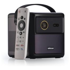 InFocus Crusader Challenger IN3008SL Proyector LED Full HD 1080p 350 Lúmenes Portátil con Batería Android TV Smart, WiFi, Bluetooth, 3D, HDR10, 43-130", Color Púrpura