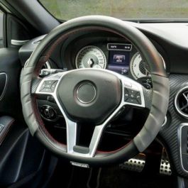 SPC SPC1101L Funda de Volante Universal para Coche Gris y Negra Antideslizante Lavable 100% Poliéster Cómoda
