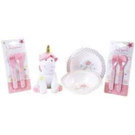 Set de Vajilla Infantil Unicornio - FUN HOUSE - 006319 - 2 Platos, 2 Cubiertos y 1 Peluche Set de Vajilla Infantil Unicornio - FUN HOUSE - 006319 - 2 Platos, 2 Cubiertos y 1 Peluche
