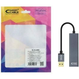Nanocable 10.16.4402 Hub USB 3.0 con 4 Puertos USB 3.0 Hembra Tipo A - Conexión USB-A Macho - Gris 10 cm Nanocable 10.16.4402 Hub USB 3.0 con 4 Puertos USB 3.0 Hembra Tipo A - Conexión USB-A Macho - Gris 10 cm