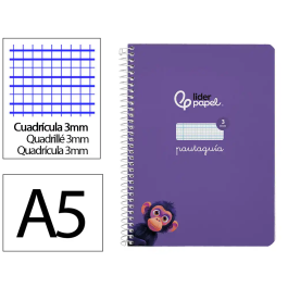Liderpapel Cuaderno espiral A5, tapa dura, 80 hojas, cuadro pautado 3mm, color lila Precio: 9.9499994. SKU: B1J237BWNJ