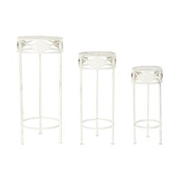 Mesita Auxiliar Terraza Y Jardin DKD Home Decor Blanco 30.5 x 70 x 30.5 cm Set de 3 Mesita Auxiliar Terraza Y Jardin DKD Home Decor Blanco 30.5 x 70 x 30.5 cm Set de 3
