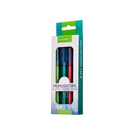 Rotulador Q-Connect Fluorescente Punta Biselada Fabricado Pet Reciclado Caja De 4 Unidades Colores Surtidos