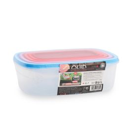 Quid Set de 5 Recipientes Rectangulares Plástico Habitat Multicolor con Tapa Cierre a Presión, Libre de BPA, Apto Microondas, Congelador y Lavavajillas