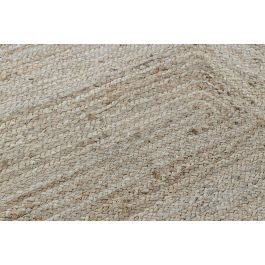 DKD Home Decor Alfombra Scandi Marrón Claro Blanco 180x120 cm Yute Algodón Poliéster Natural Decoración Hogar