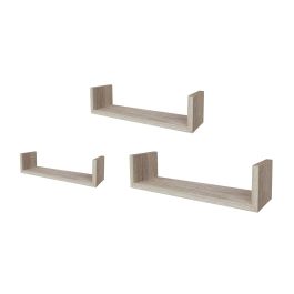 Moblekit Set-3 Estantes Flotantes 42 cm, 34 cm y 26 cm Oak (6 Unidades)