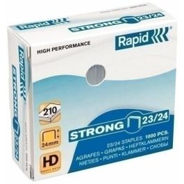 Rapid 23/24 Grapas Strong de alambre galvanizadas para gruesos, caja de 1000 unidades Precio: 10.78999955. SKU: B1FZJM9YZF