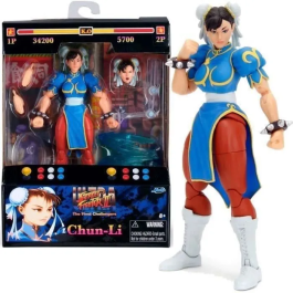 JADA TOYS Figura Chun-Li Street Fighter II 15cm Coleccionable con Accesorios y Puntos Articulados
