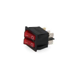 Edm Interruptor doble luminoso empotrado on/off 15A 250V negro con luz roja