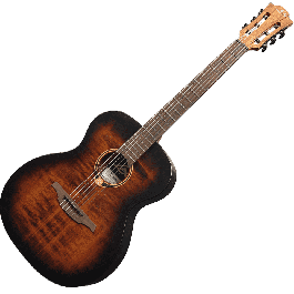 LAG Guitarra Acústica Nylon Auditorium Black & Brown Satinada Abeto Engelmann Macizo