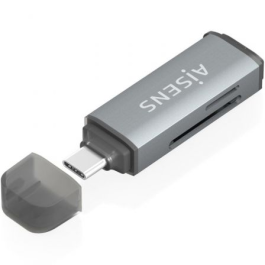 Aisens ASCR-2C10-GR Lector de Tarjetas USB-C 3.1 Gen1 para SD, Micro SD, MMC, RS-MMC, MMC Micro, Gris