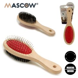 Cepillo Doble para Mascotas Mango Madera Mascow 7x22.5x5 cm - Marrón, Negro, Rojo (24 Unidades) Cepillo Doble para Mascotas Mango Madera Mascow 7x22.5x5 cm - Marrón, Negro, Rojo (24 Unidades)