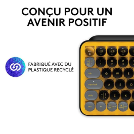 Logitech Teclado POP Keys Mecánico Inalámbrico, Teclas Emoji Personalizables, Bluetooth o USB, Compacto Duradero - Amarillo