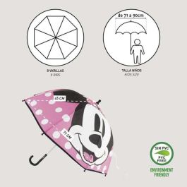 Cerdá Paraguas de Mano con Diseño de Minnie Mouse, Fabricado en Material 100% EVA. Color Rosa, Recomendado para Niños de 3 a 12 años.