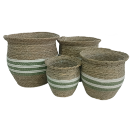 DKD Home Decor Macetero Urban Marrón de Fibra 28x28x28 cm - Set de 4 Maceteros con Rayas Precio: 93.49999967. SKU: B1K9ZNM3DZ