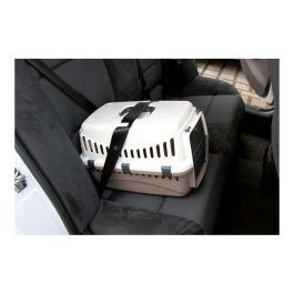 Kerbl Caja de transporte para perros Expedition de PVC de alta calidad con dispositivo para cinturón de seguridad, 48x32x32cm, Crema y taupe