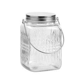 La Mediterranea Tarro de Vidrio con Tapa de Acero y Asa, 1450 ml (11 x 17 x 11 cm) (12 Unidades)