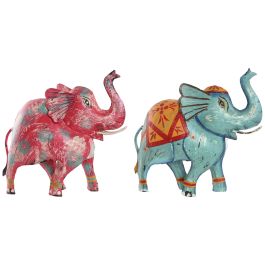 DKD Home Decor Decoración de Elefante Indio Fucsia Azul Metal 12 x 40 x 40 cm (2 Unidades) Precio: 57.49999981. SKU: B1DZTLEL4X