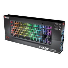 Trust GXT 833 Thado Teclado Gaming USB Tenkeyless (TKL) con Retroiluminación LED, Anti-Ghosting, Negro y Plata