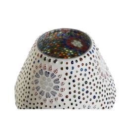 DKD Home Decor Lámpara Sobremesa Shabby Colección Sufla Cristal Mosaico Flores Multicolor Blanco E14 40W 18x23x18 cm