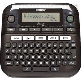 Brother PT-D210 Impresora Etiquetadora Portátil - Transferencia Térmica Monocromo, Cintas TZe 12mm, Teclado AZERTY, Corte Manual