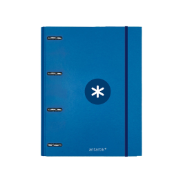 Antartik Carpeta con Recambio A4 Cuadro 5mm Forrada 4 Anillas 25mm Redondas Color Azul Marino 100 Hojas 100g