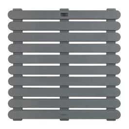 Wenko Tarima de Baño 22947100, 55x55cm Gris, Plástico Resistente Interior/Exterior Antideslizante para Ducha, Baño, Sauna y Piscina