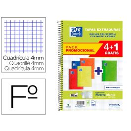 Oxford Cuaderno Espiral Write&Erase 80H Folio 4x4 mm C-Margen Tapa Extradura Pack 4+1 Ud C-Surtidos Vivos Precio: 17.5000001. SKU: S8414376