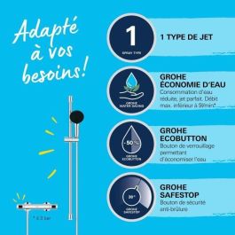 GROHE Conjunto de ducha 34805001 - Mezclador termostático 1 chorro Gris