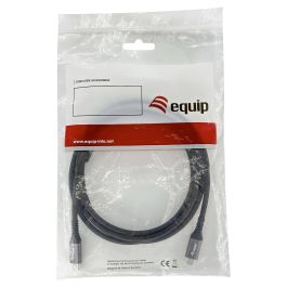 Equip Cable USB-C USB4 Gen2 Macho Macho 40Gbps 4K/60Hz 100W Con Chip E-Mark Color Negro 2.0m Malla algodon trenzado Carcasa Conector Aluminio