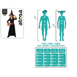 Disfraz Infantil Bruja Traje Largo Naranja Sombrero 5-6 Años Halloween