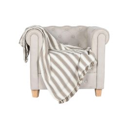 DKD Home Decor Manta Beige Crudo 250 x 150 cm Algodon reciclado Poliester Hecho a mano
