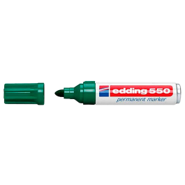 Edding Marcador Permanente 550 Verde para Casi Todos los Materiales, Trazo 3-4mm, Resistencia al Agua y Roce